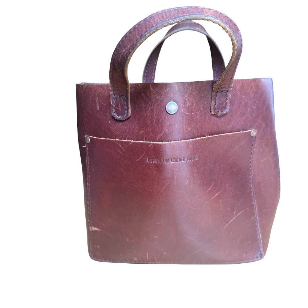 Portland Leather Goods Handbag Tote Brown Double Handle Purse Rustic Bag Boho